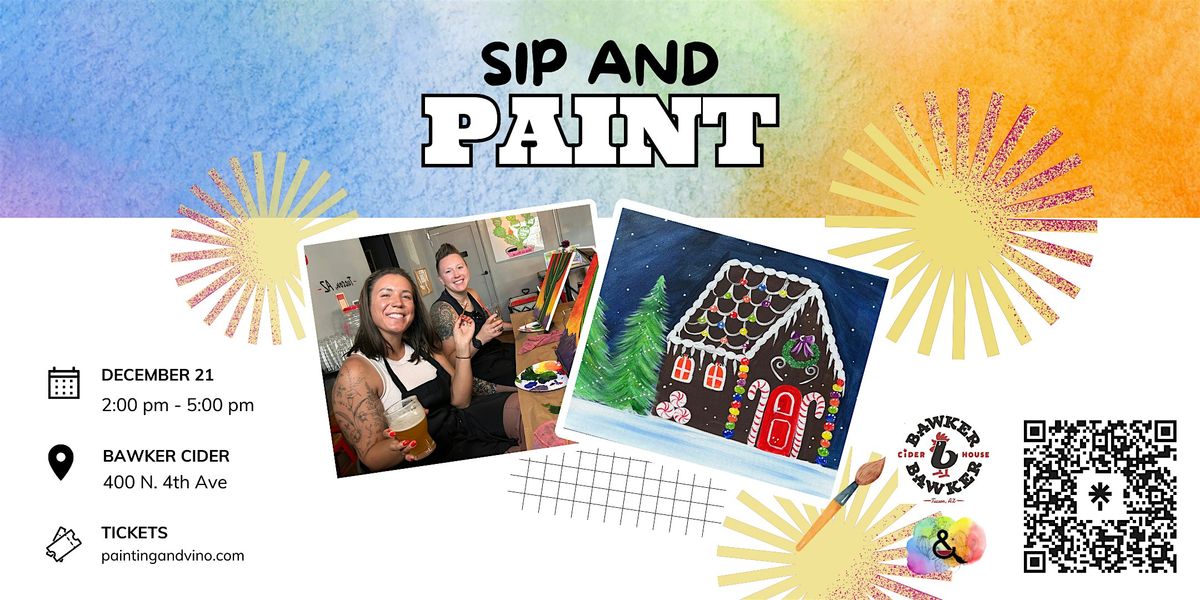 Gingerbread House Paint and Sip \u2013 Traced Canvas