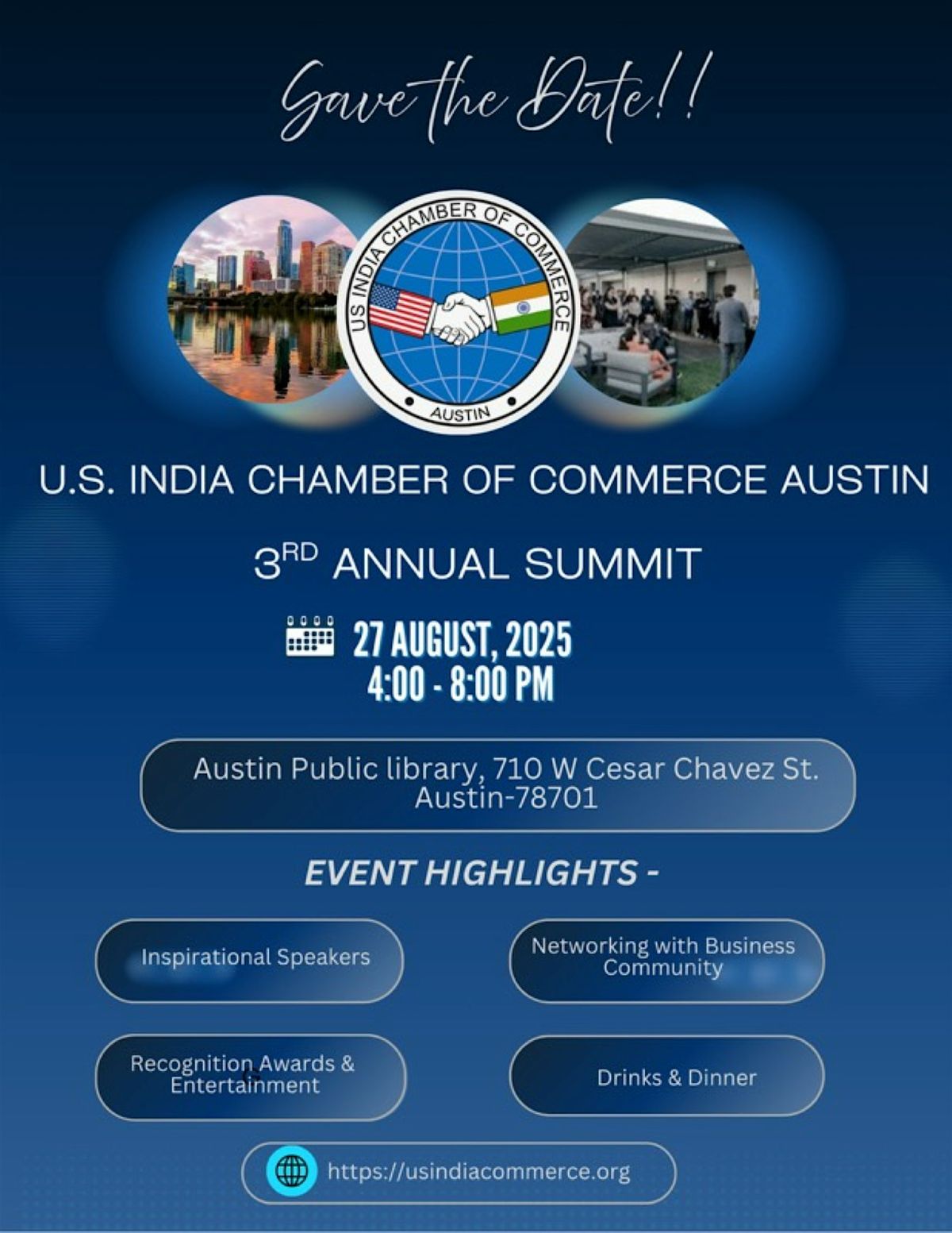 3rd Annual Summit:  Celebration with US India Chamber of Commerce Austin
