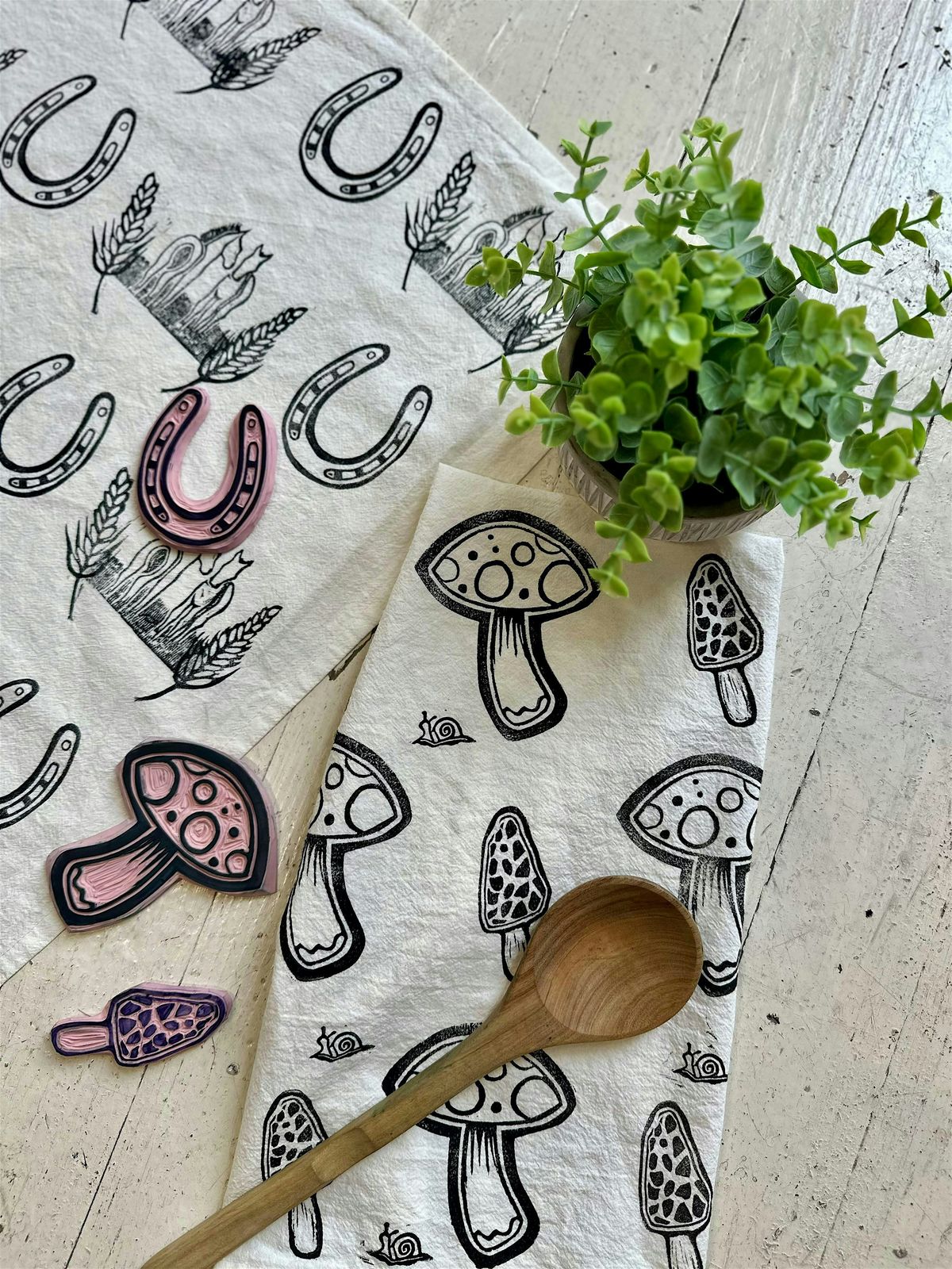 Printmaking - Relief Printing on Kitchen Towels