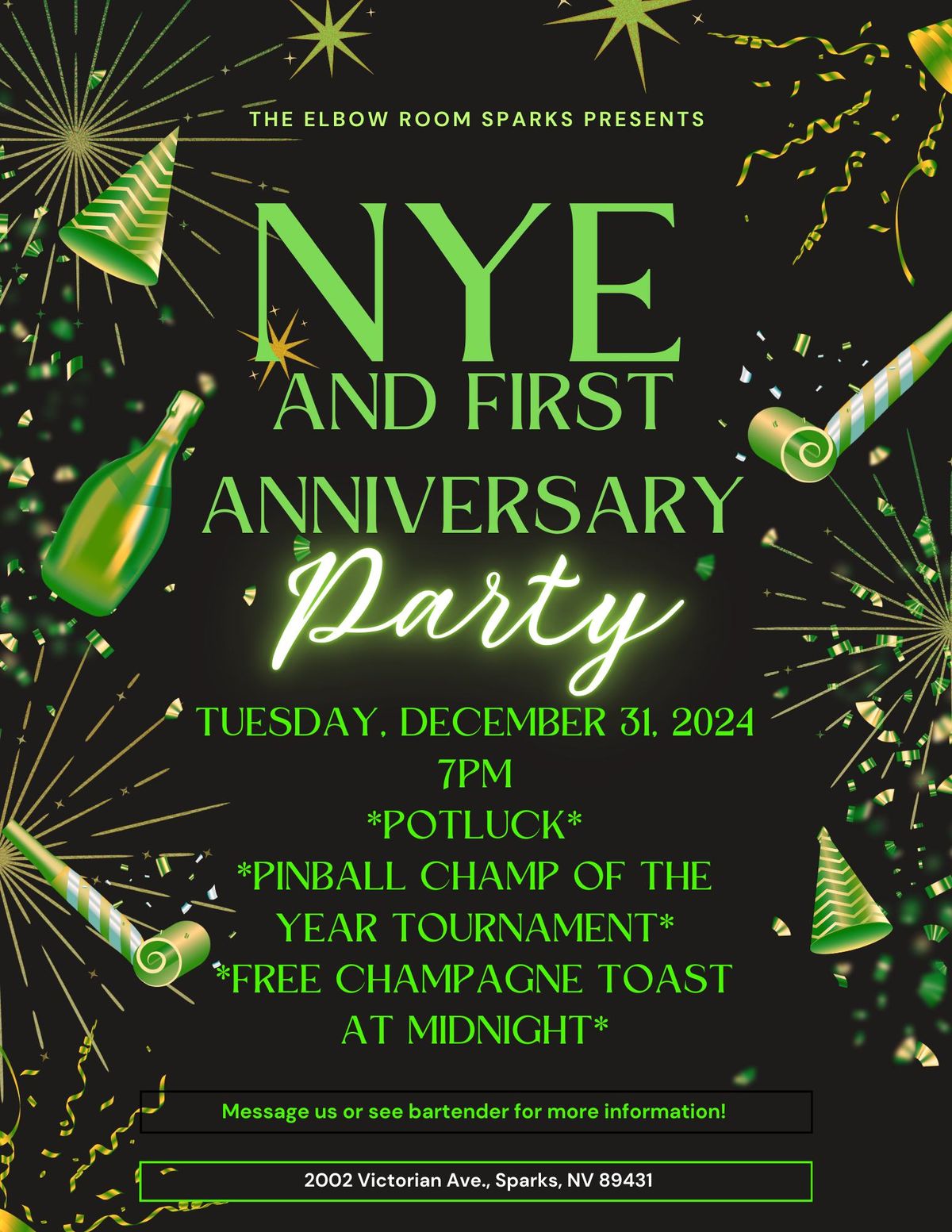 NYE AND FIRST ANNIVERSARY PARTY! 