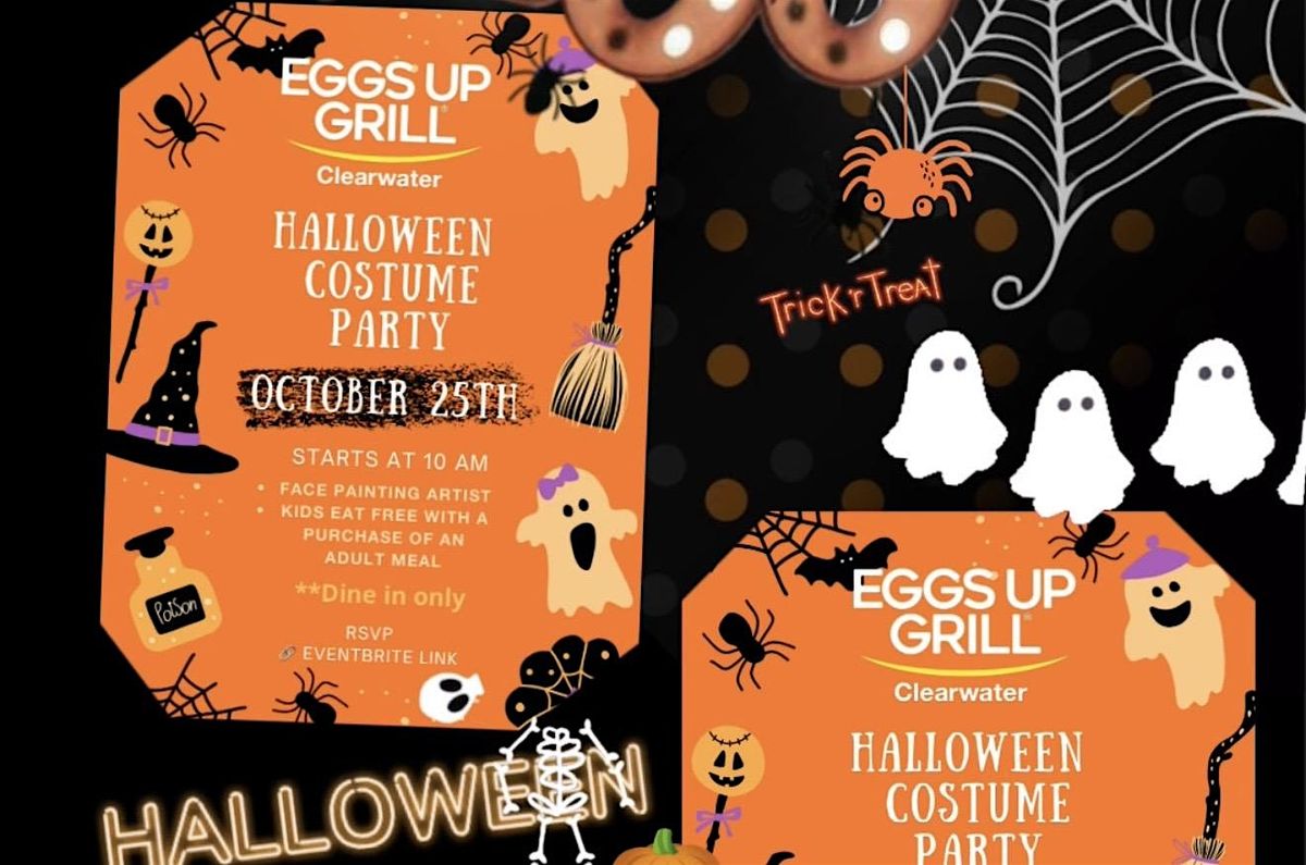 Halloween costume party and kids eat free at Eggs Up Grill!