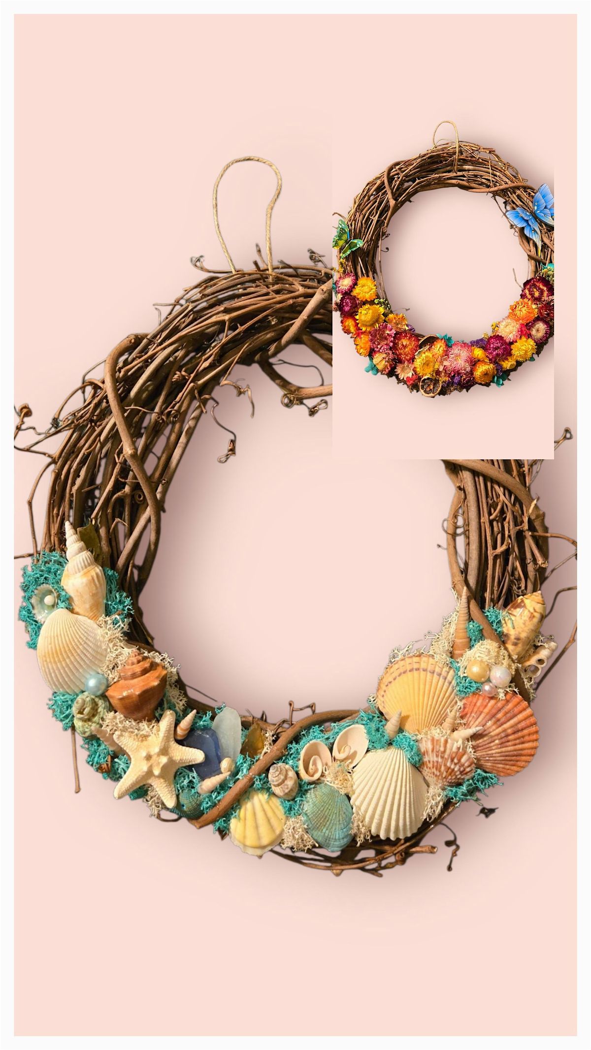 Fall Flower or Seashell Grapevine Circle Wreath Craft Class