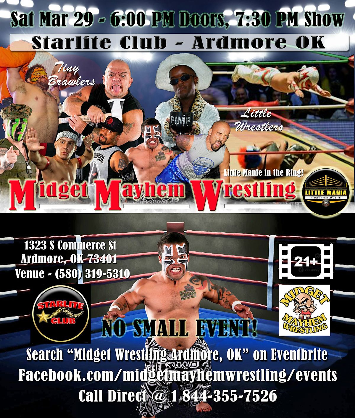 Midget Mayhem Wrestling Rips Through the Ring! Ardmore OK 21+