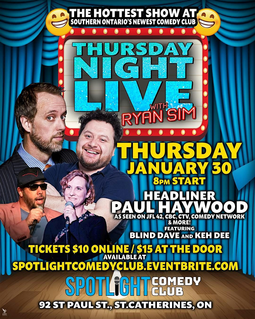 Thursday night live at Spotlight Comedy Club featuring Paul Haywood