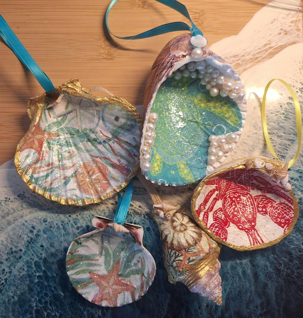 Napkin Art Shell Ornaments