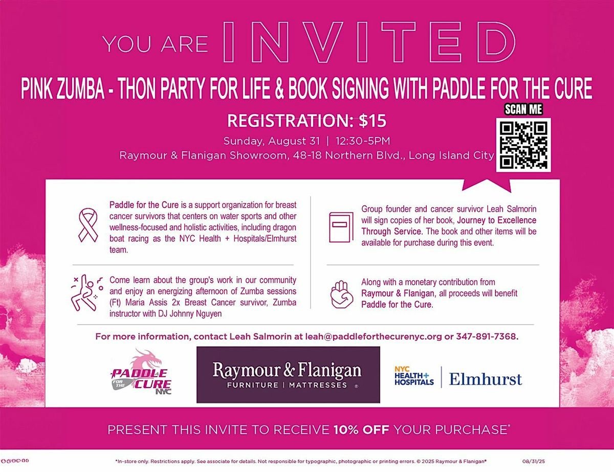 Pink Zumba\u2011Thon Party for Life & Book Signing with Paddle for the Cure!