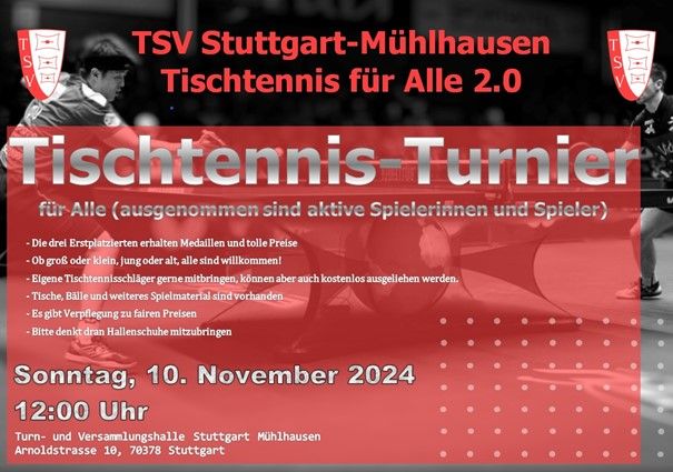 Tischtennisturnier f\u00fcr Hobbyspieler