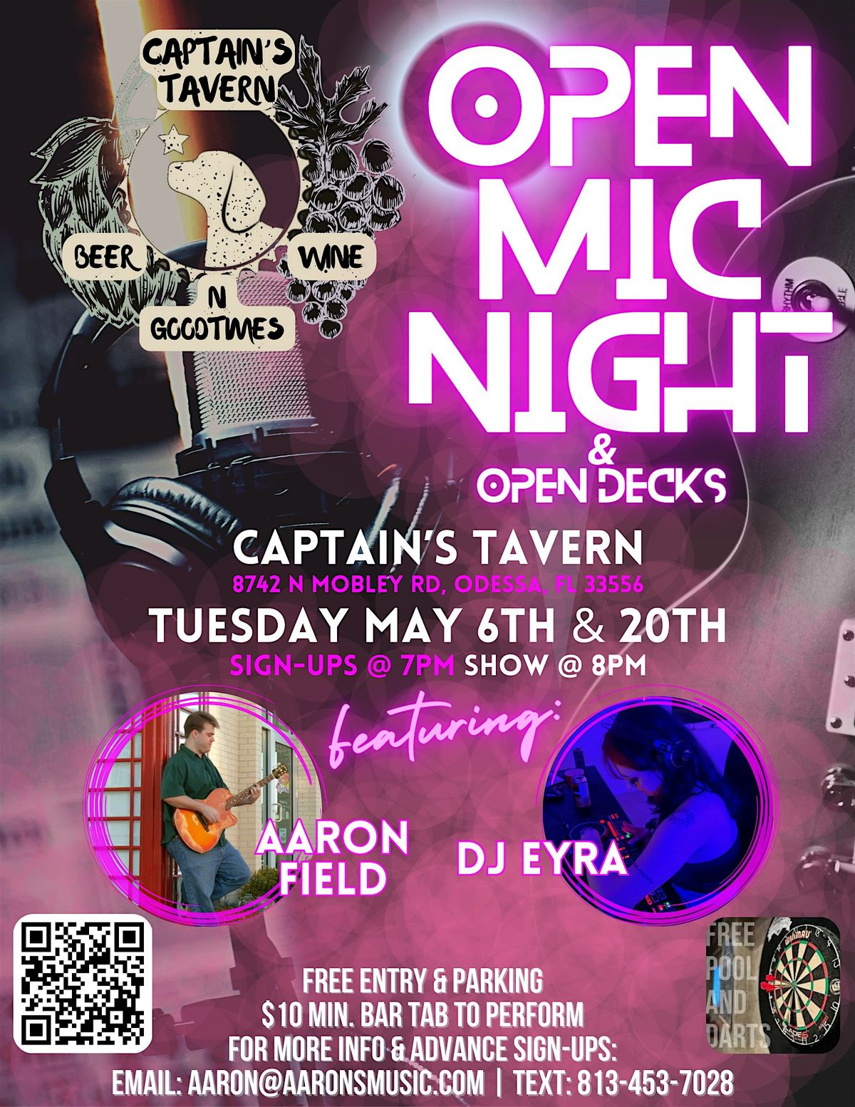 OPEN MIC & OPEN DECKS NIGHT AT CAPTAIN'S TAVERN