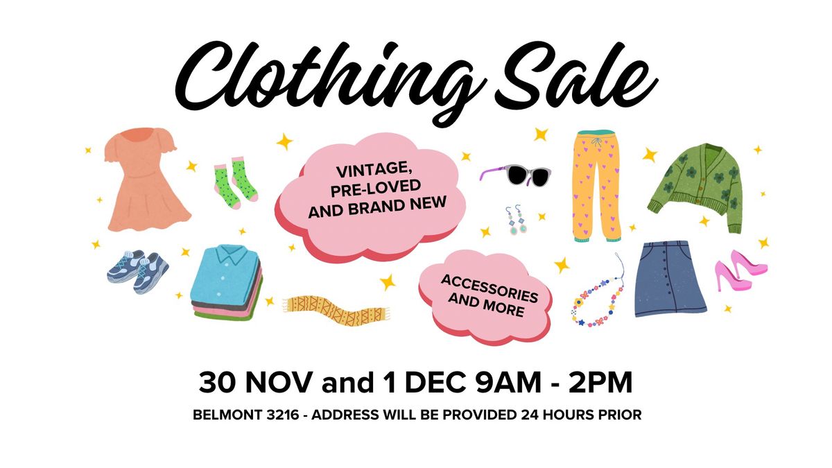 Clothing sale- vintage, pre-loved and new 