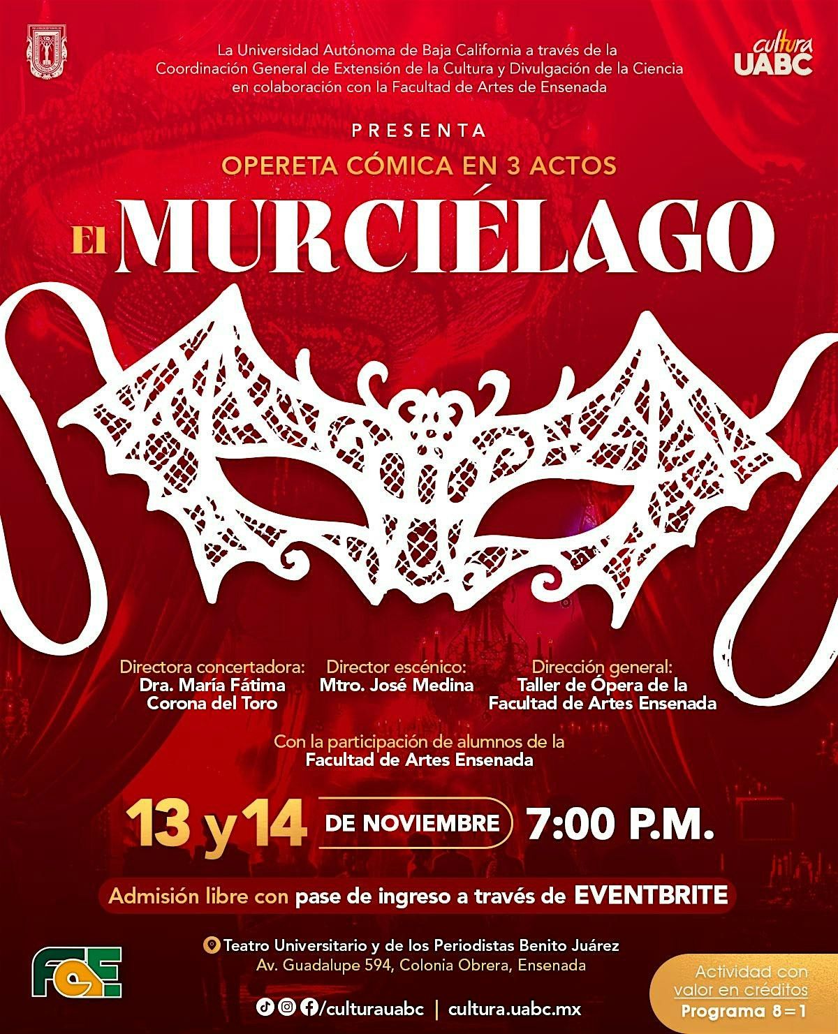 Taller de \u00d3pera de la FAE: "El Murci\u00e9lago" de J. Strauss, Viernes 14