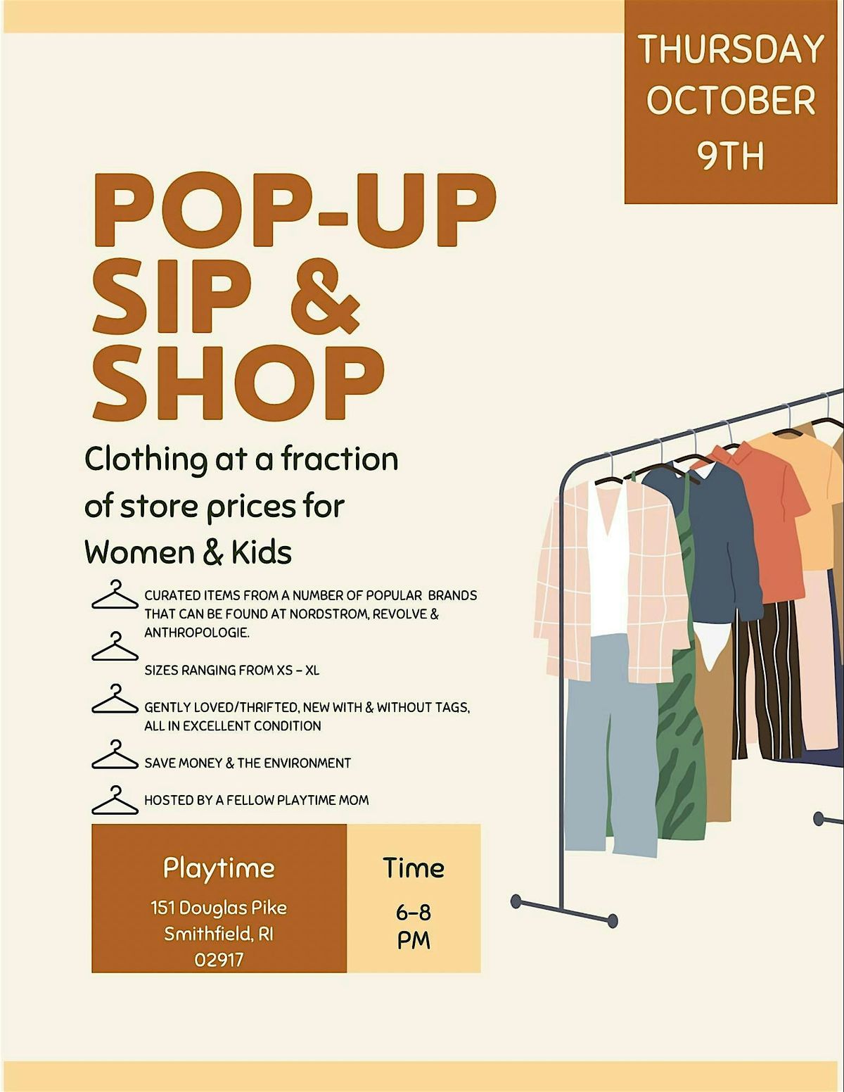 Pop-Up Sip & Shop: Brand Name Clothing for Women & Kids at Discount Prices