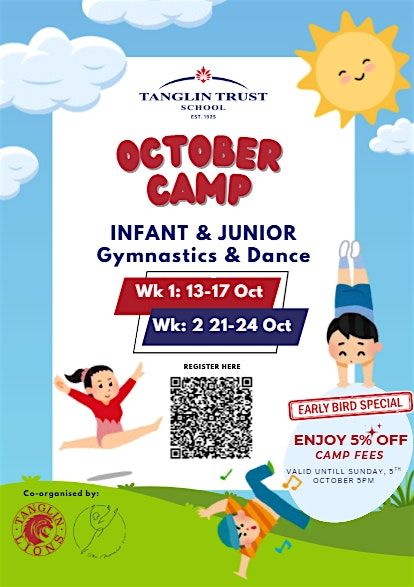 Early Bird! Infant & Junior October Gymnastics &\/or Dance Camp