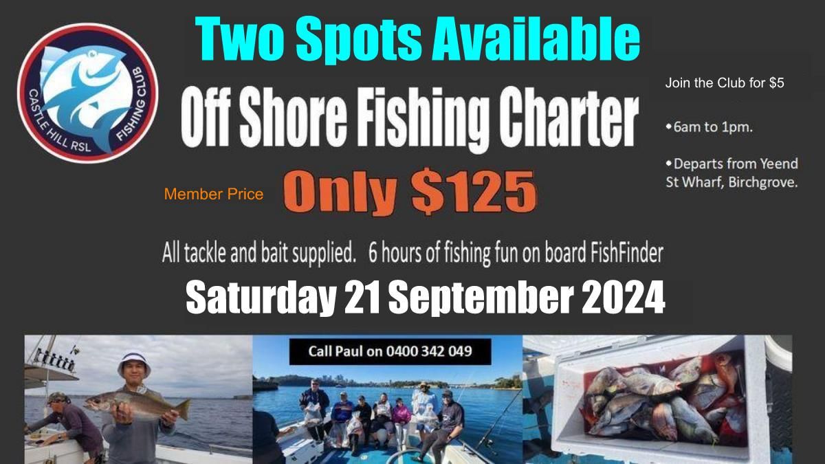 Two Spots Available Off Shore Fishing Charter