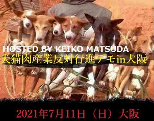 主催が変わりました Organized By 松田渓子氏 犬猫肉産業反対行進デモ In 大阪 犬猫肉産業の動物たちに思いやりを Anti Dcmt March In Osaka Pin大阪日本橋 Sakai 11 July 2021