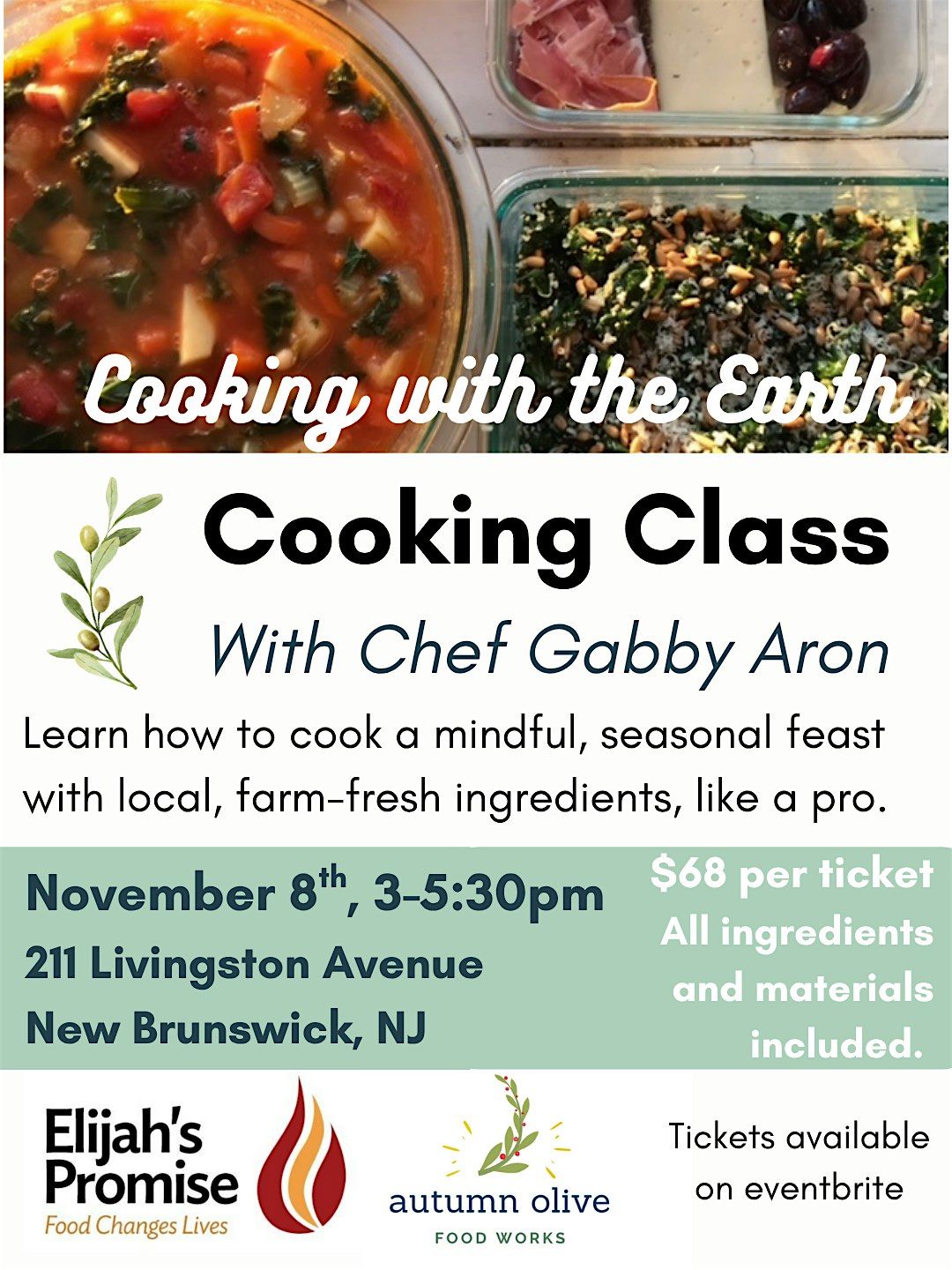 Cooking with the Earth: Cooking Class w\/ Chef Gabby Aron @ Elijah's Promise