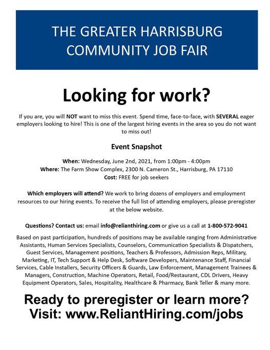 Greater Harrisburg Community Job Fair, Pennsylvania Farm Show Complex