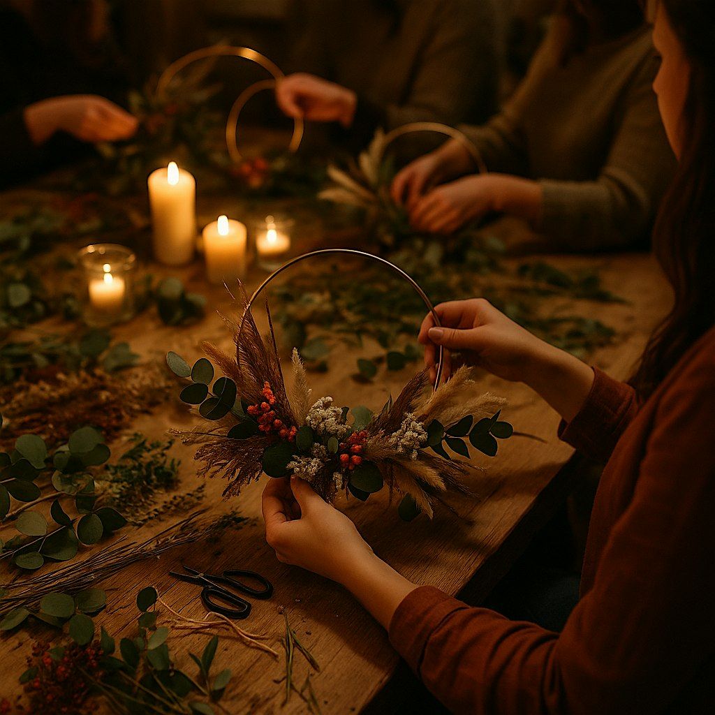 DIY-Workshop: Flower Hoop mit herbstlichen Trockenblumen