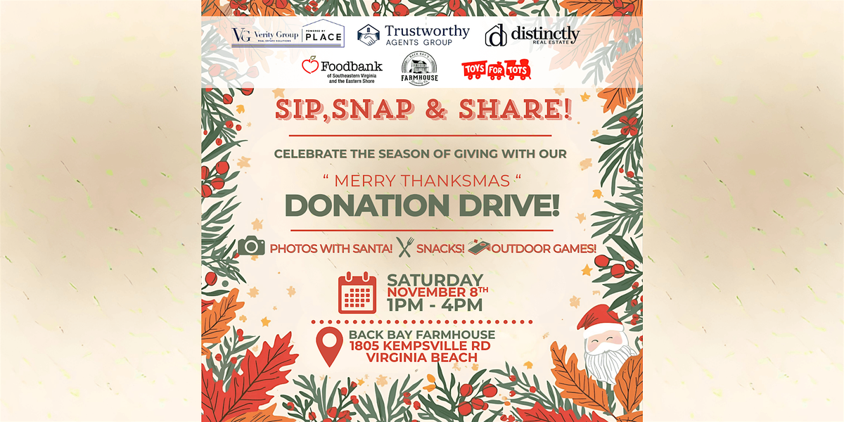 Sip, Snap & Share! A  Donation Drive & Family Celebration!