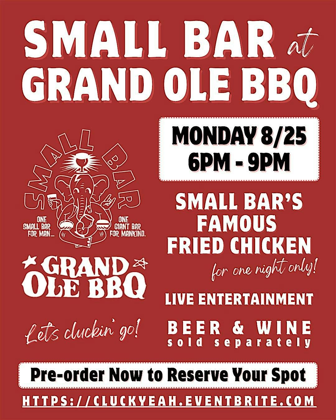 Small Bar Fried Chicken Pop-up