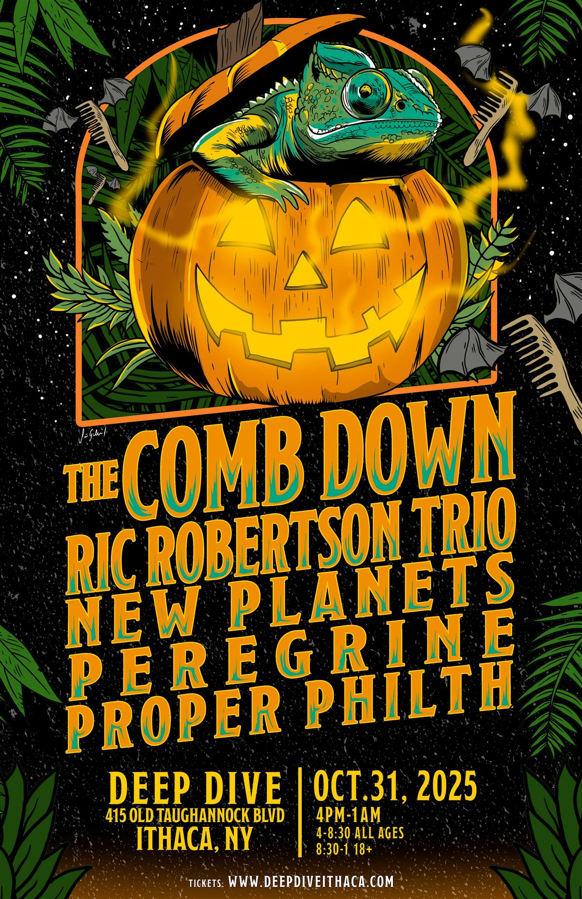 The Comb Down, Ric Robertson Trio, New Planets, Peregrin, Proper Philth