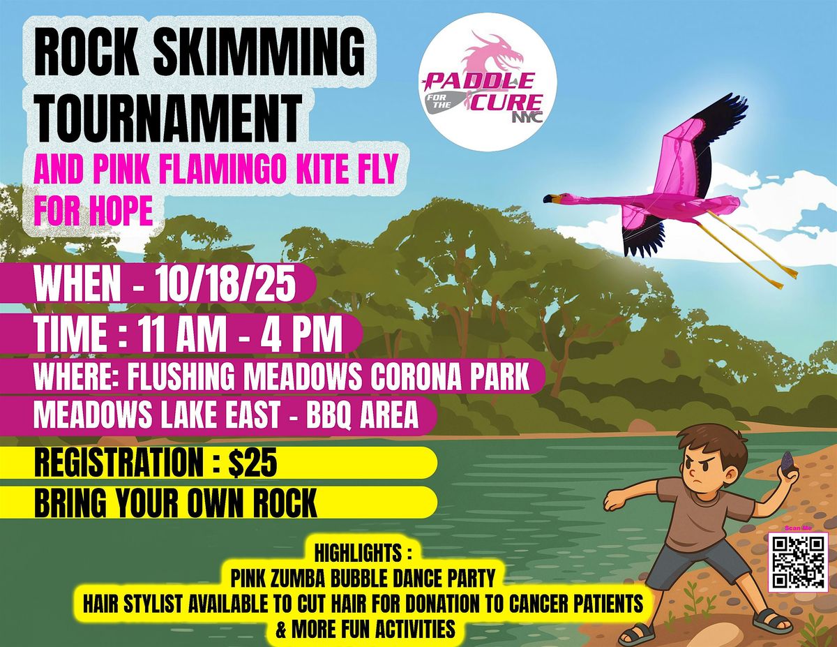Rock Skimming Tournament and Pink Flamingo Kite Fly for Hope