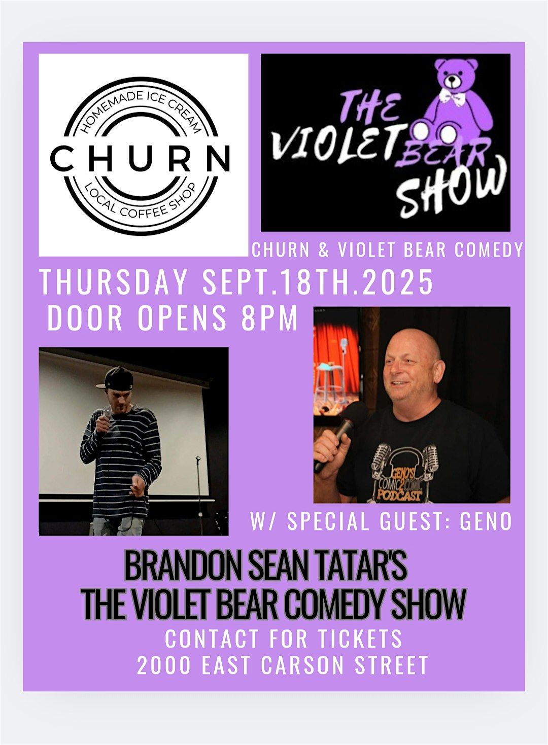 Violet Bear Comedy Show Sept. 18th