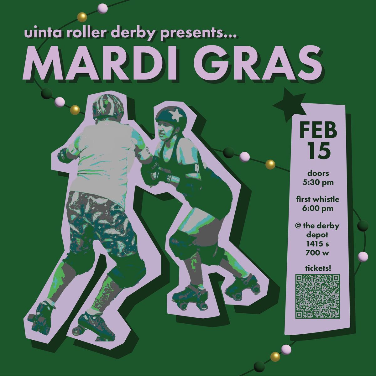 Uinta Roller Derby Mardi Gras home team bout