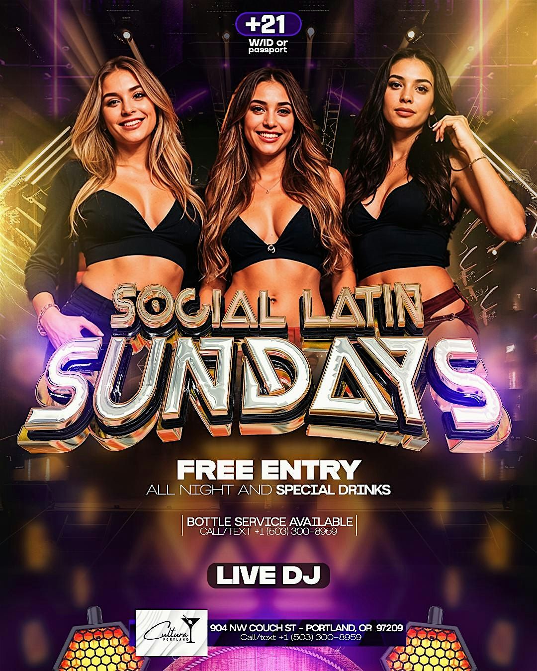 Social Latin Sunday's Free Entry Every Sunday 21+