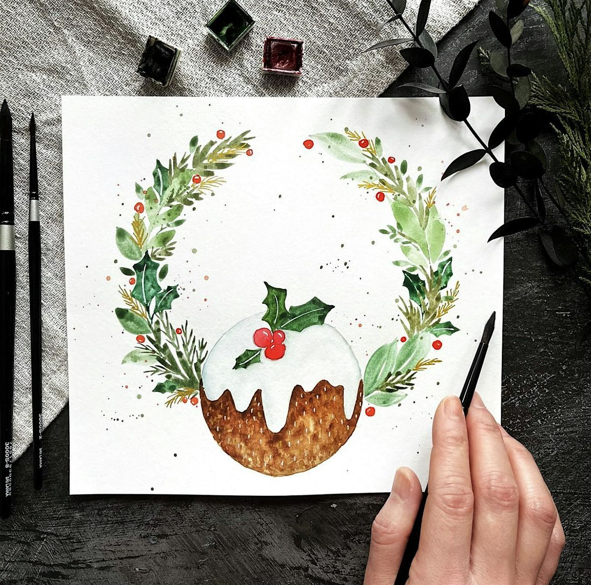 Festive Wreath Greeting Card Workshop