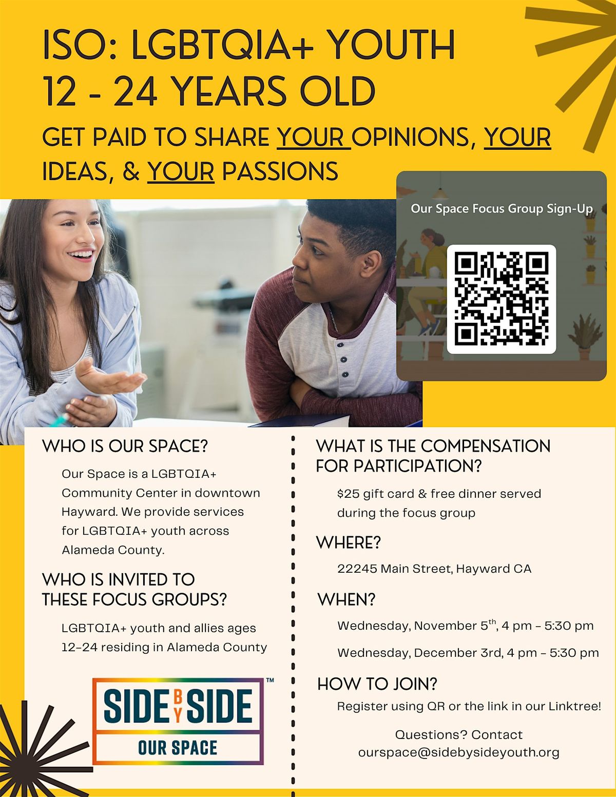 LGBTQIA+ Community Center Focus Group, Ages 12-24