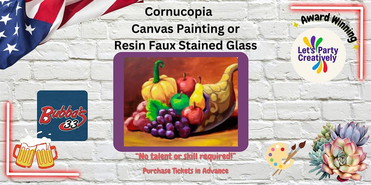Cornucopia Painting or Faux Stained Glass Resin Cornucopia