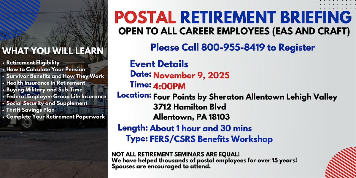 FERS Benefits Seminar Allentown - 11\/09\/25(4PM)