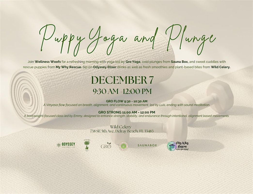 Puppy Yoga and Plunge at Wild Celery