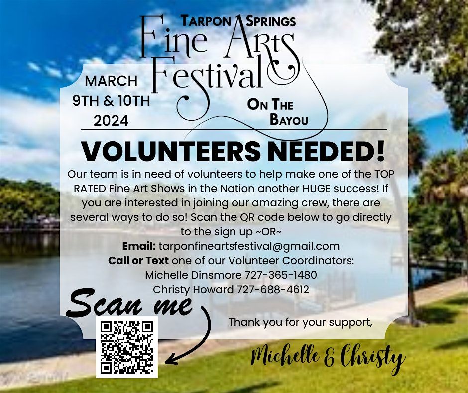 Tarpon Springs Fine Arts Festival - VOLUNTEERS