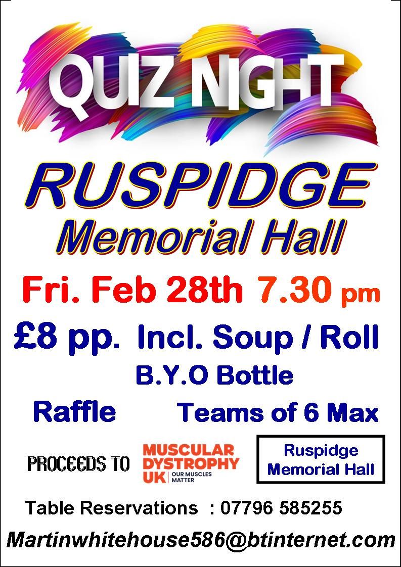 Quiz Night at Ruspidge Memorial Hall