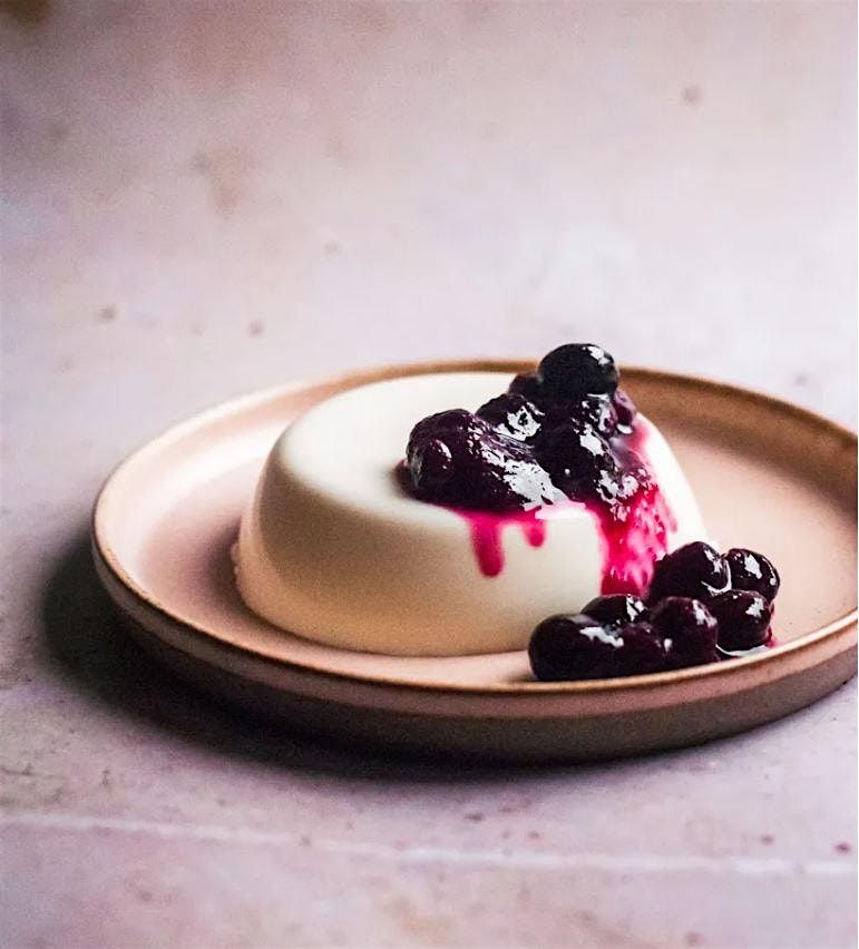 Italian Dessert: Panna Cotta with Blueberry Compote