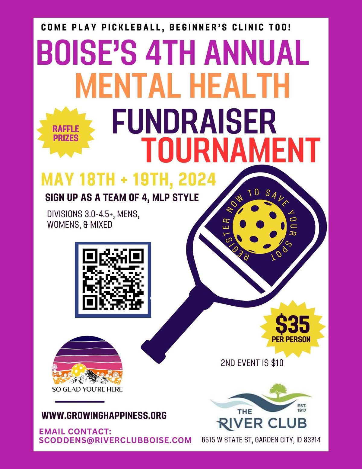 Boise's 4th Annual Mental Health Awareness Fundraiser Tournament