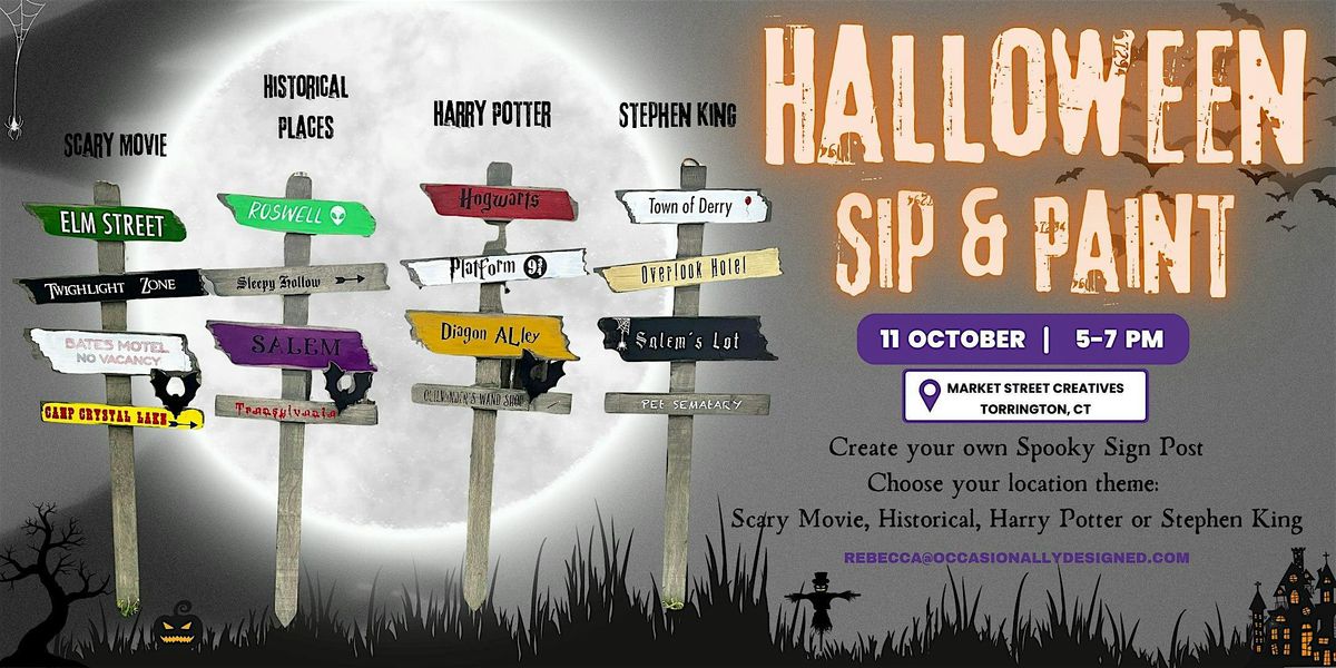 Sip & Paint-Halloween Sign Post