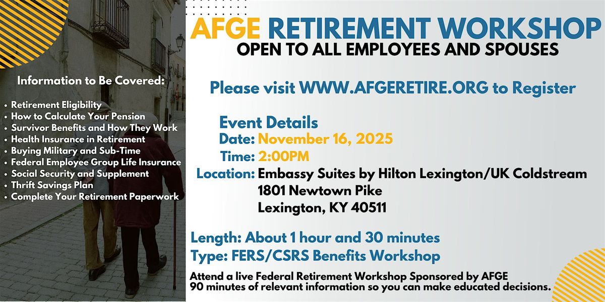 FERS\/CSRS Benefits Workshop Lexington - 11\/16\/25