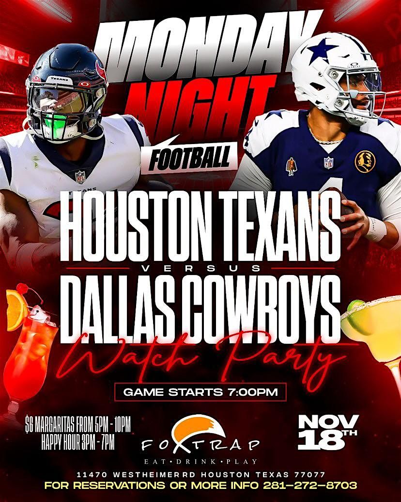 Monday Night Football | Cowboys vs Texans | Hookah | Pool Tables