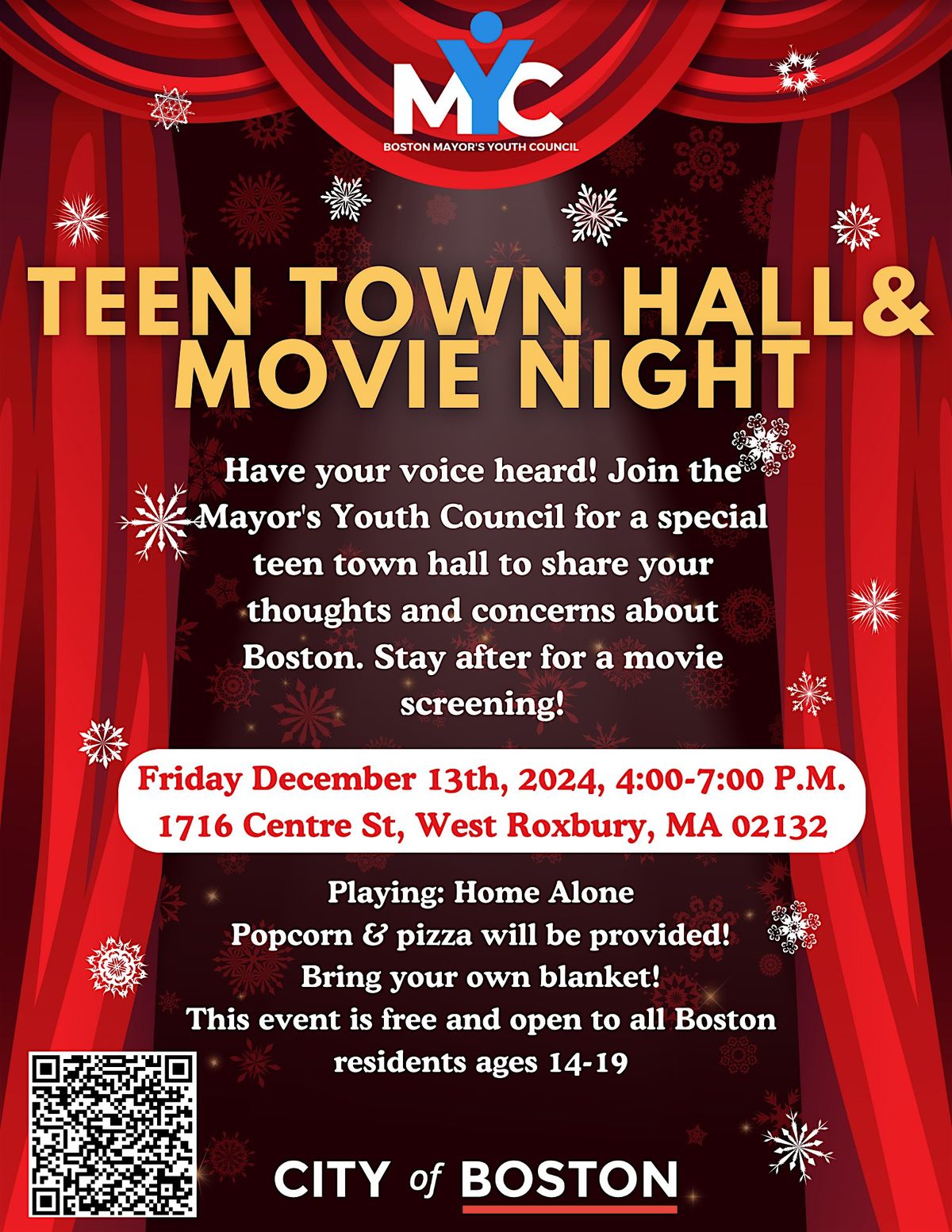 Home Alone Movie Night - Boston Mayor's Youth Council Town Hall