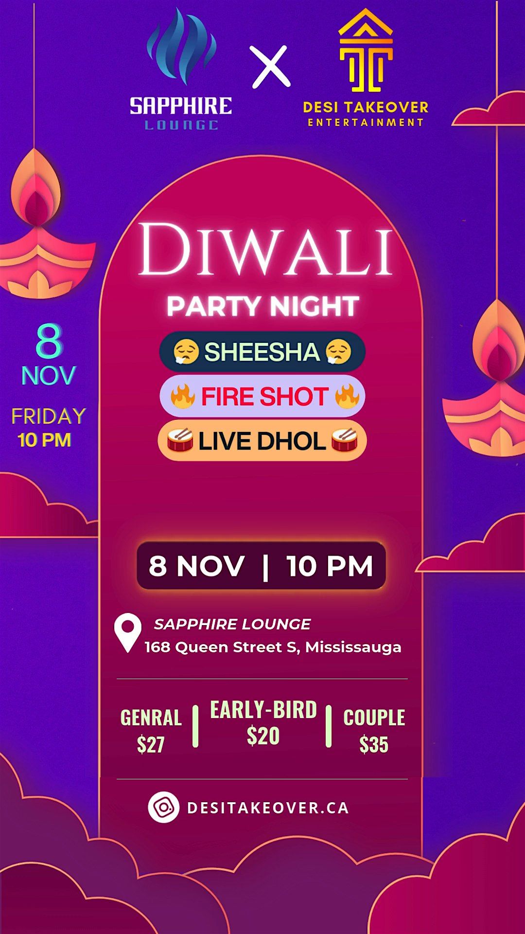 Biggest Diwali Bash with Live DHOL, SHEESHA & FIRE SHOTS