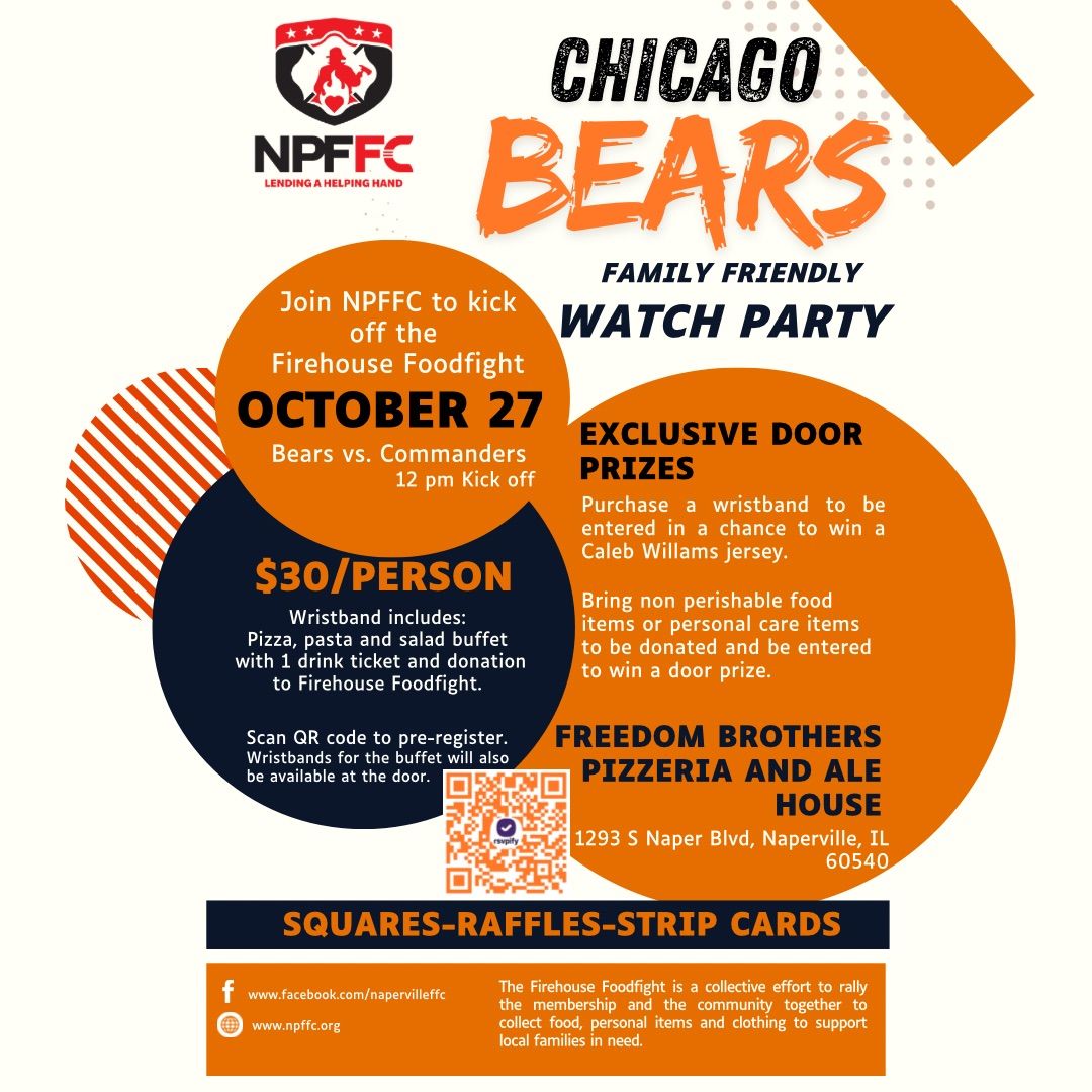 Naperville Professional Firefighters for a Cause Chicago Bears watch party