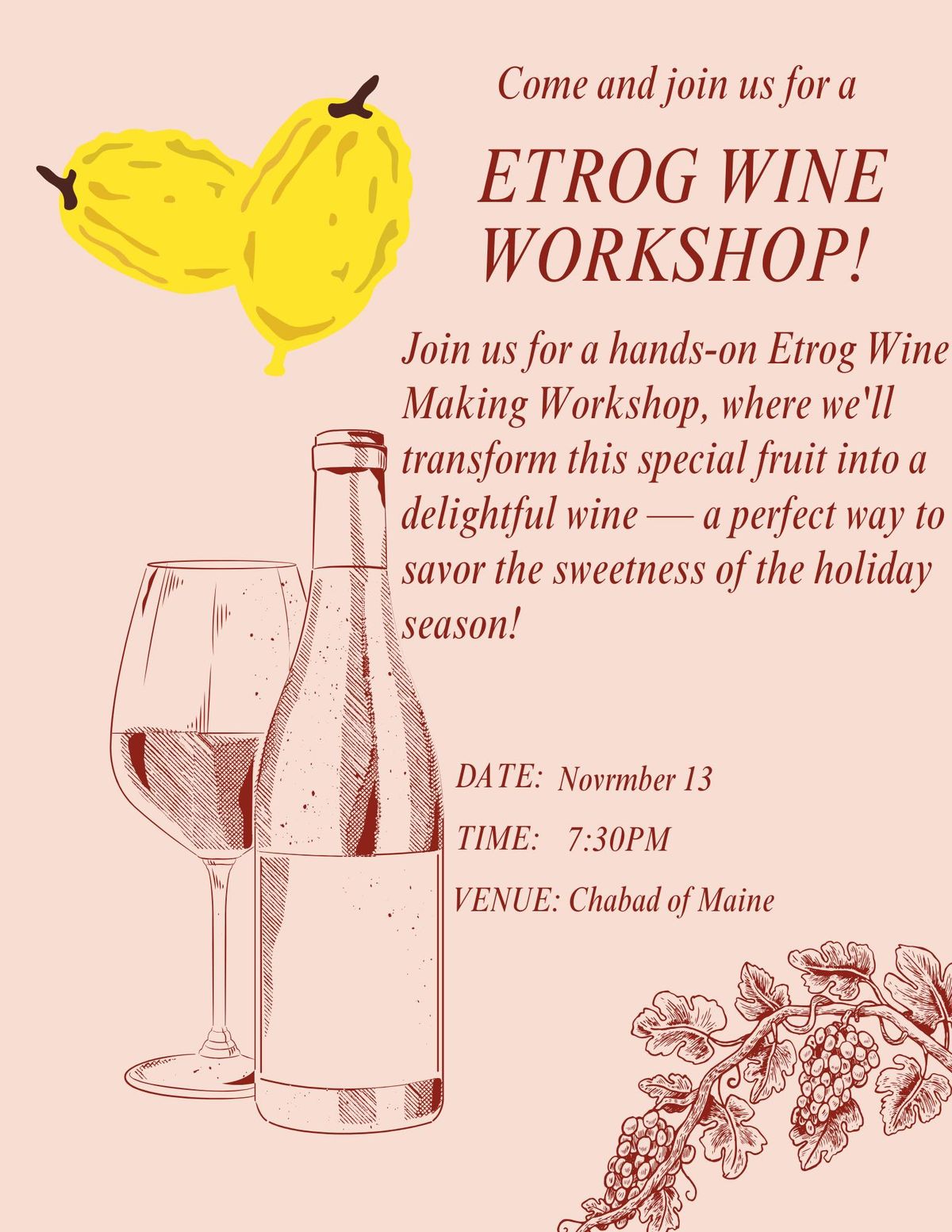 Etrog Wine Workshop