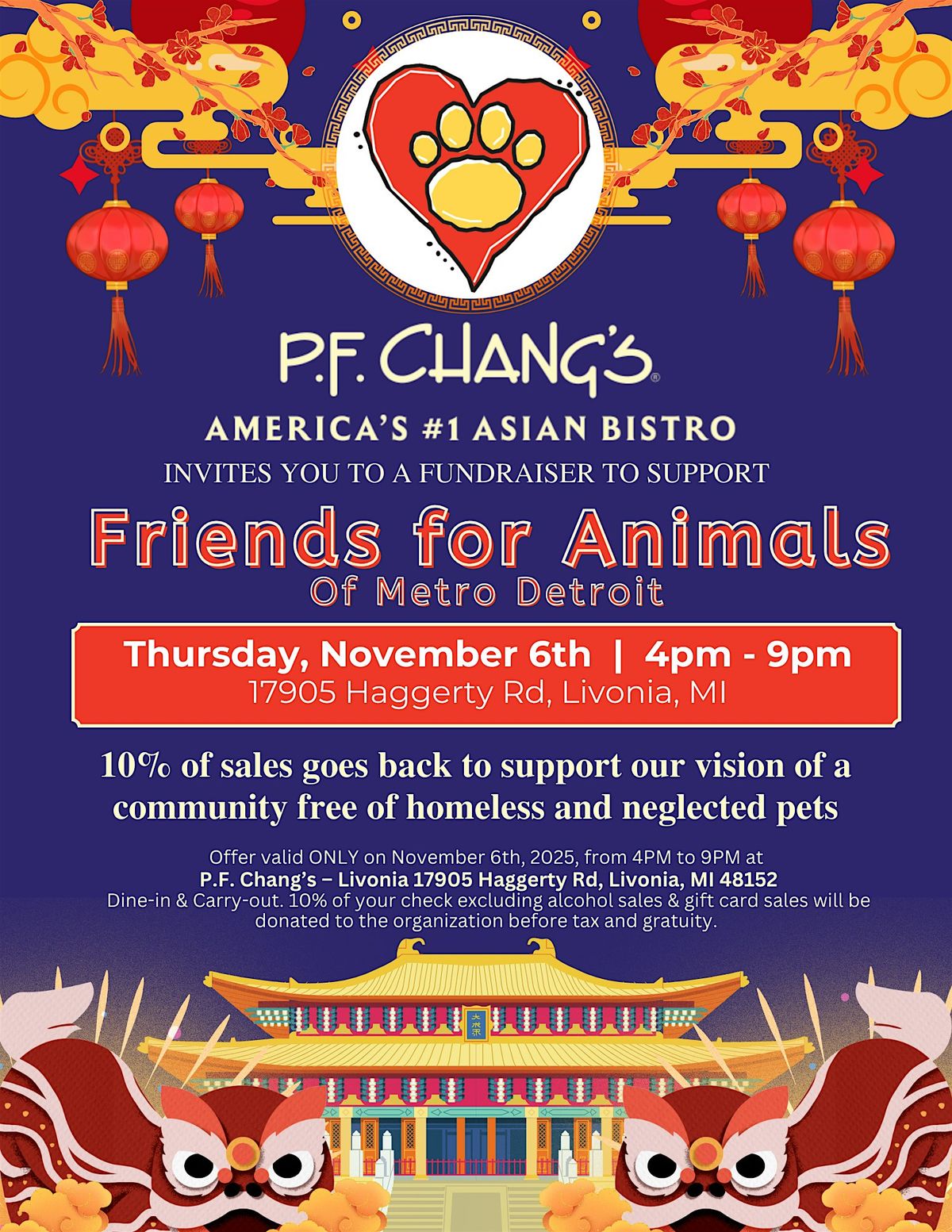 P.F. Chang\u2019s Livonia Fundraiser