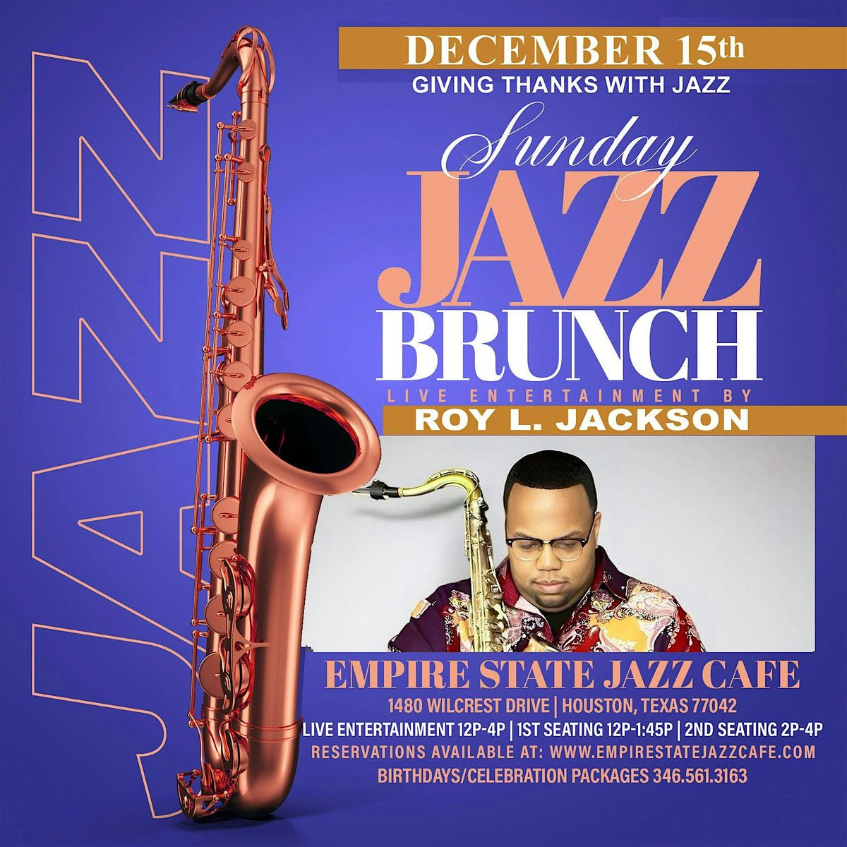 12\/15 - Sunday Jazz Brunch with Roy L. Jackson