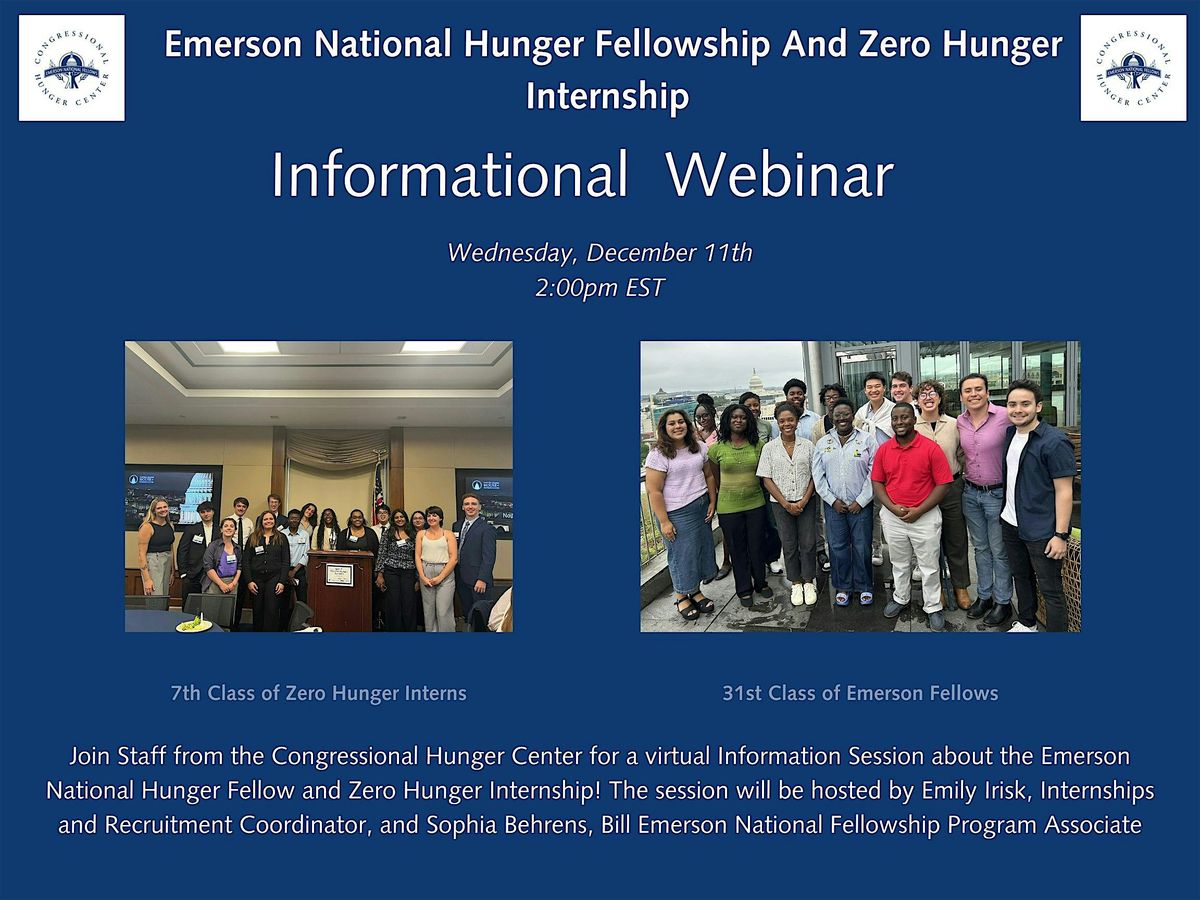 Information Session: Emerson Fellowship and Zero Hunger Internship Programs