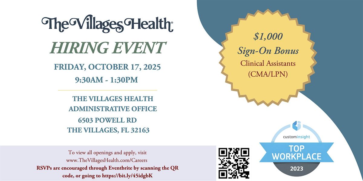 The Villages Health Hiring Event - October 17th