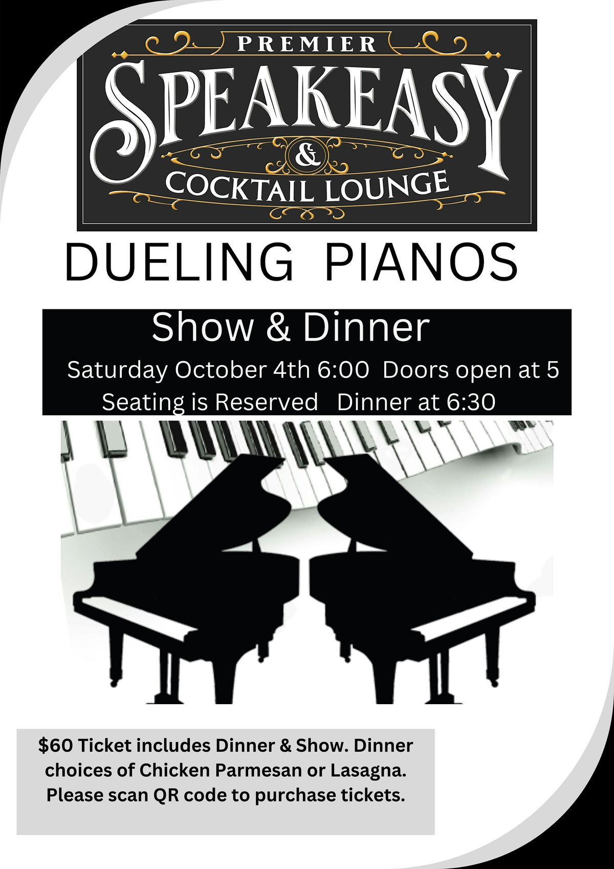 Dueling Pianos Dinner Show in a Speakeasy