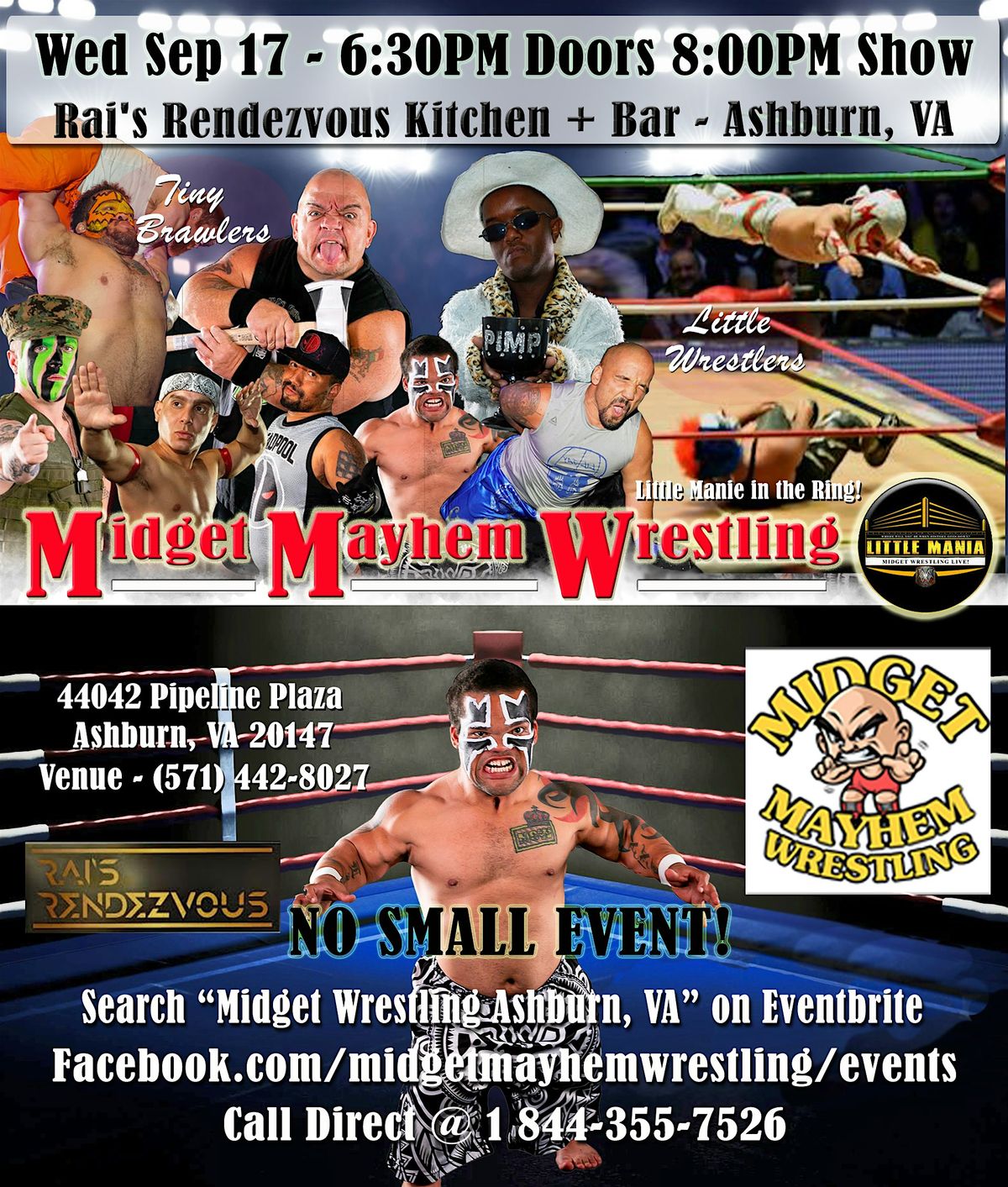 Midget Mayhem Wrestling Rips Through the Ring! Ashburn VA 21+